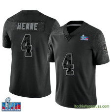 Youth Kansas City Chiefs Chad Henne Black Authentic Reflective Super Bowl Lvii Patch Kcc216 Jersey C1163